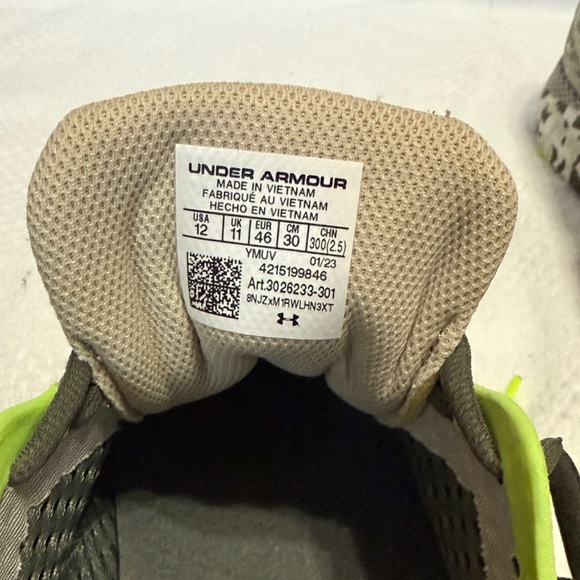 Under Armour Gray and Neon Green Sneakers - Picture 3 of 8